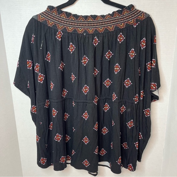 Colleen Lopez Off The Shoulder Oversized Patterned Black Red Peplum Top XS New! - Picture 2 of 12